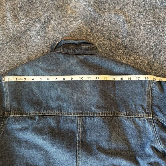 VTG Wrangler Chore Coat Mens Small Denim Sherpa Lined Barn Jacket Pockets Heavy - Picture 14 of 16